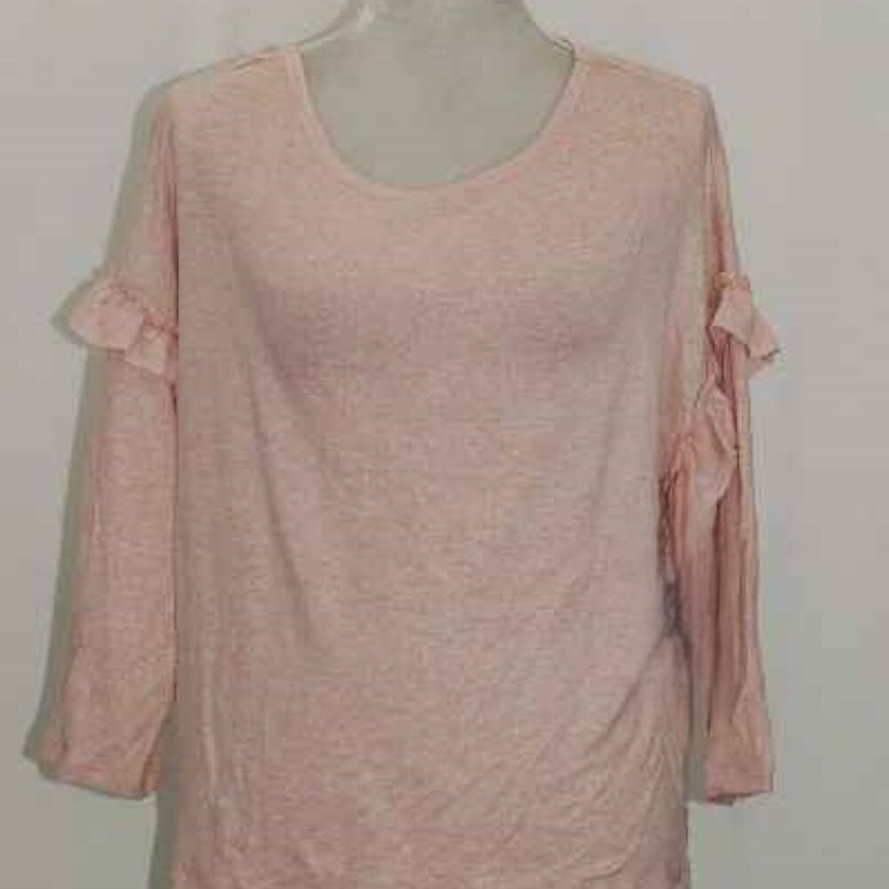 One Hart Ruffle-Trim Marled Sweater Pink XS